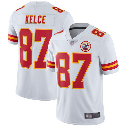Men Kansas City Chiefs 87 Kelce Travis White Vapor Untouchable Limited Player Football Nike NFL Jersey